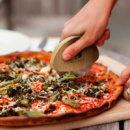 Bamboo Pizza Cutter+in use