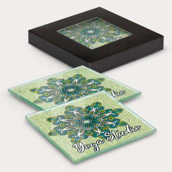 Venice Glass Coaster Set of 2 Square (Full Colour)